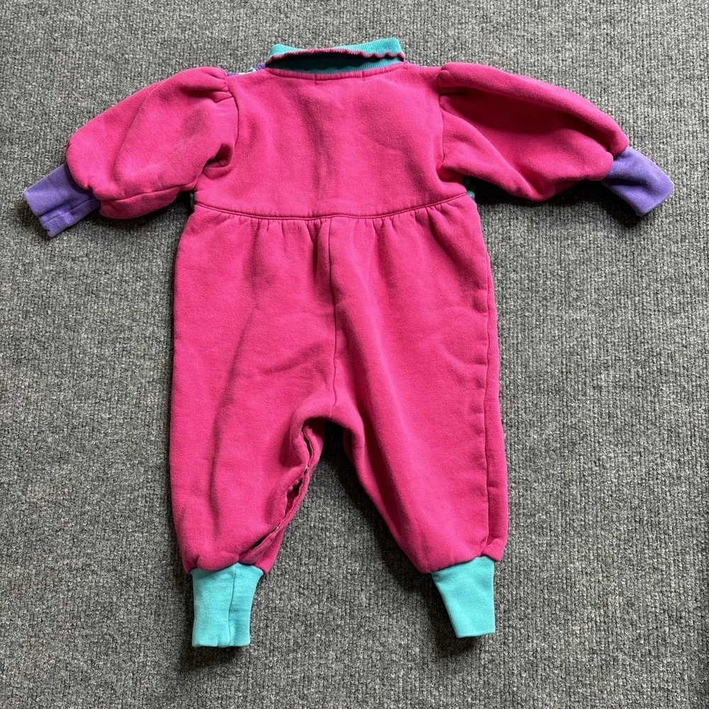Vintage 90s Gymboree Girl Romper Pink‎ Dots Vest Purple Pink Rainbow Tag Infant